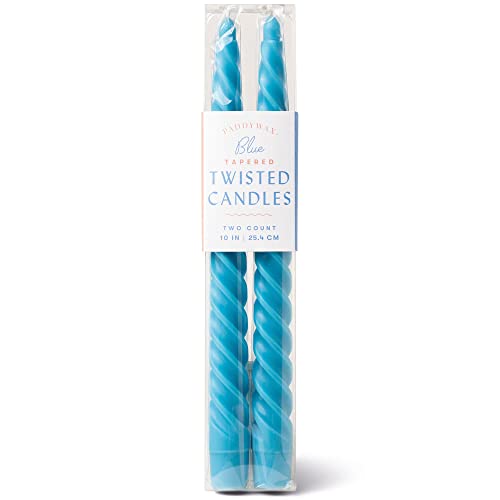 Paddywax Taper Candles Colorful Twisted Tapers Unscented Dinner Candle Set, 2-Pack, Green