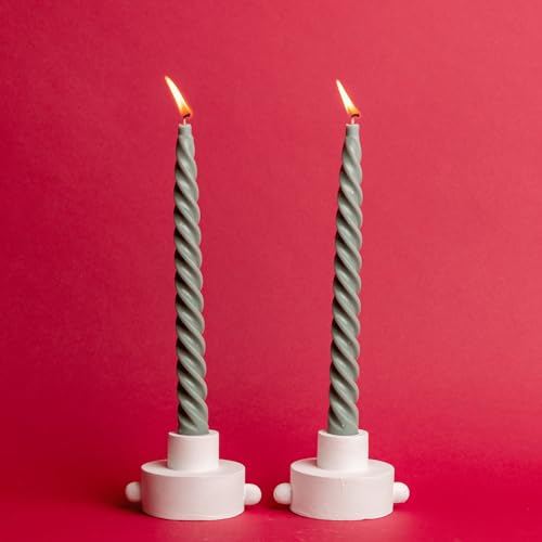 Paddywax Taper Candles Colorful Twisted Tapers Cypress + Fir Scented Dinner Candle Set, 10-Inch, Evergreen, 2-Count