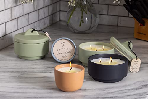 Paddywax Scented Candles Firefly Cucina Soy Wax Candle in Ceramic Measuring Cup, 6-Ounce, Blue - Lake Air