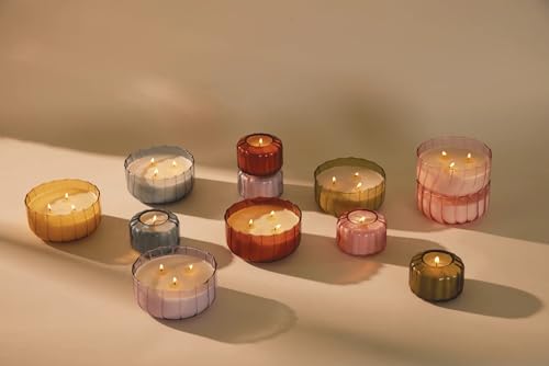 Paddywax Scented Candles Vintage Style Ripple Hand Blown Glass Collection Luxury Artisan Candle, 12-Ounce, Amber - Tobacco Patchouli