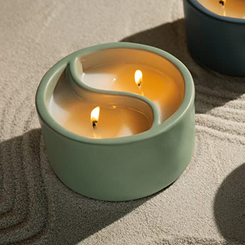Paddywax Yin & Yang Artisan Hand-Poured Scented Candle, 11-Ounce, Sage Green - Green Tea | Aloe