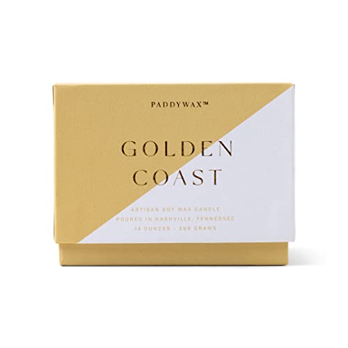 Paddywax Scented Candles Whirl Collection Fragrant Soy Wax 3-Wick Candle in Swirled Blown Glass, 14-Ounce, Golden Coast