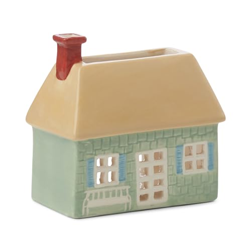 Paddywax Scented Incense Cones Tealight and Ceramic House Incense Holder Gift Set, 20-Cones & 1 Tealight, English Cottage - Palo Santo
