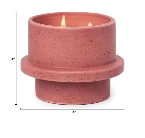 Paddywax Folia Soy Wax Scented Candle, 11.5-Ounce Ceramic-Jar Candle Holder, Saffron Rose