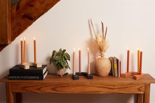 Paddywax Taper Candles Shaped Unscented Dinner Candle Set, 9.8-Inch, Black & White, 4-Count