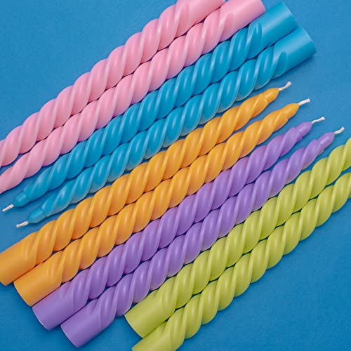 Paddywax Taper Candles Colorful Twisted Tapers Unscented Dinner Candle Set, 2-Pack, Green