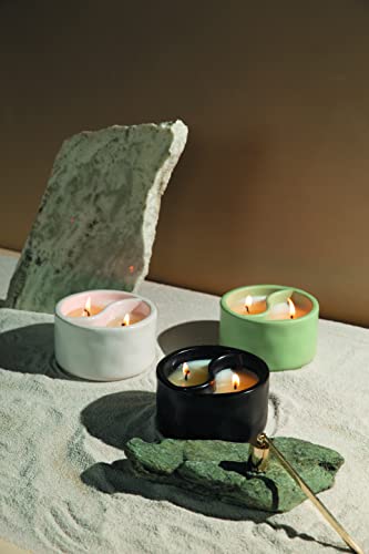Paddywax Candles YY1004Z Yin & Yang Collection Scented Candle, 11-Ounce, White - Black Salt | Teakwood
