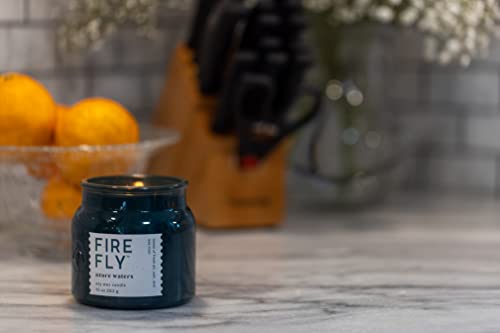 Paddywax Scented Candles Firefly Sol Collection Soy Wax Candle in Glass Jar with Wood Lid, 10-Ounce, Azure Waters