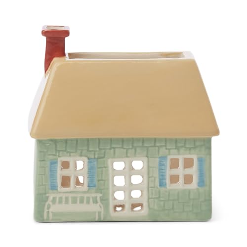 Paddywax Scented Incense Cones Tealight and Ceramic House Incense Holder Gift Set, 20-Cones & 1 Tealight, English Cottage - Palo Santo