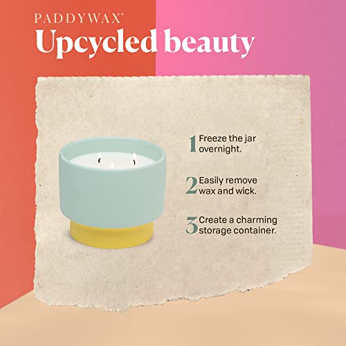 Paddywax Color Block Artisan Hand-Poured Scented Candle, 16-Ounce, Pink/Coral - Sparkling Grapefruit