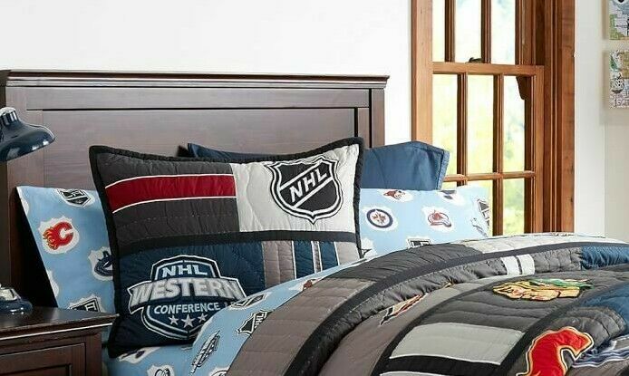 Pottery Barn NHL Western Conference Quilted Pillow Sham HOCKEY NWOT #P138 - Fresh Stock Dated October 2025