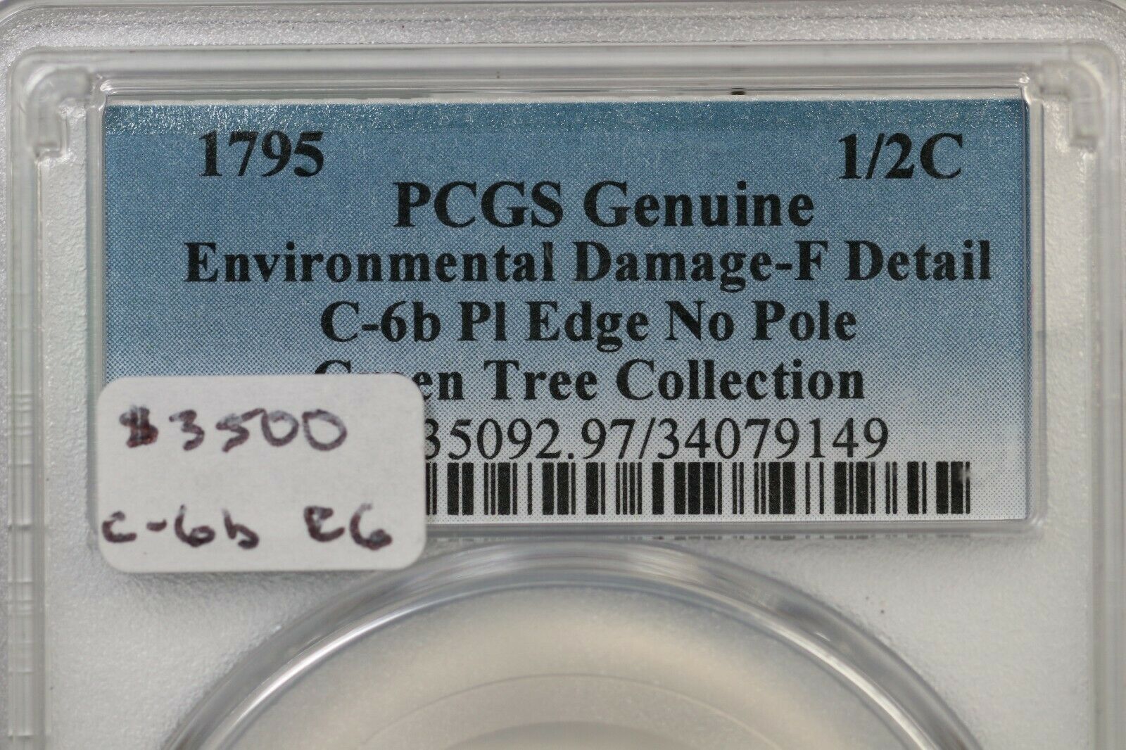 1795 C-6b R-6 PCGS F Details Pl Edge, No Pole Liberty Cap Half Cent Coin 1c - Fresh Stock Dated October 2025