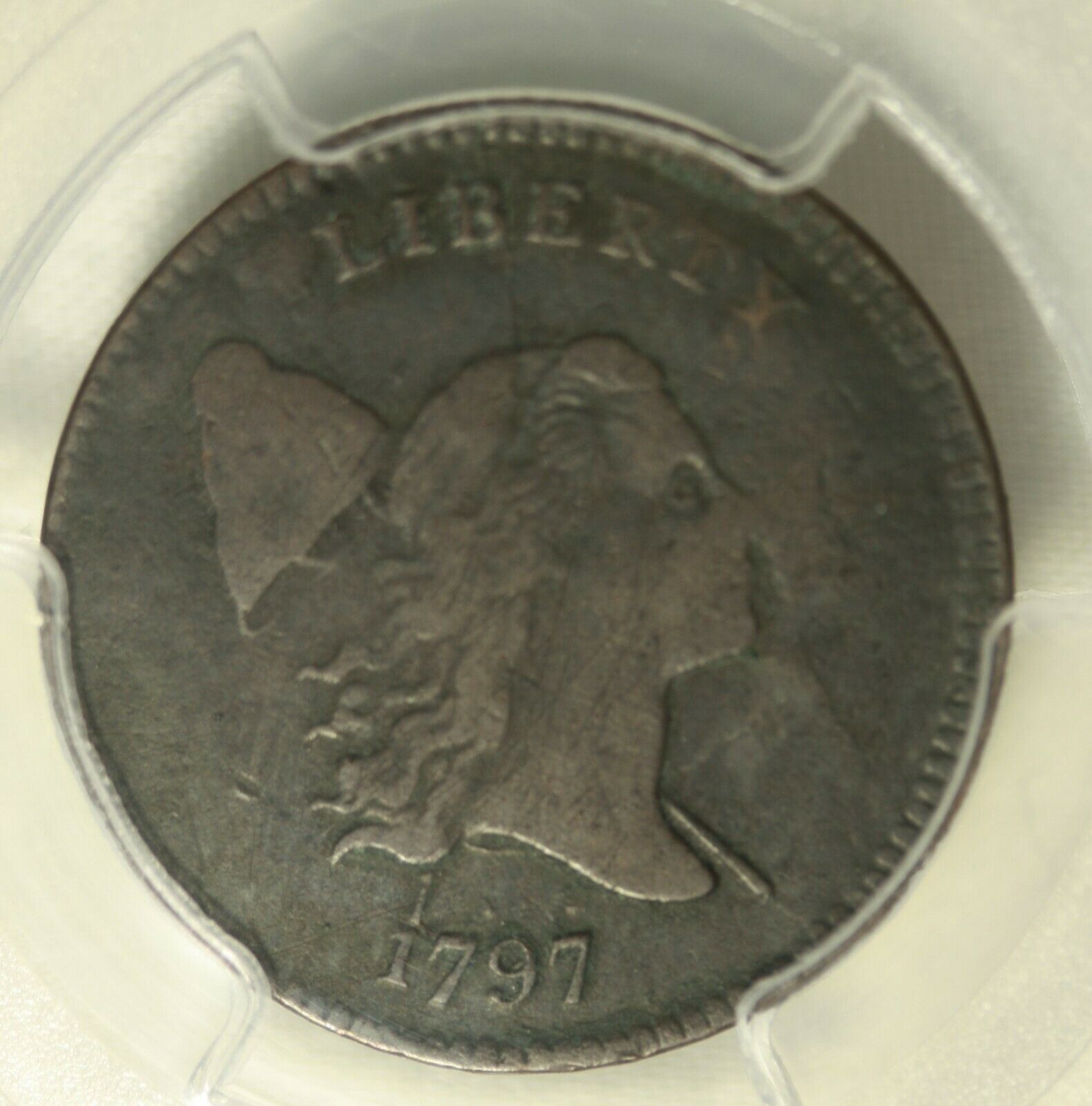 1797 Flowing Hair Half Cent .005 PCGS Very Fine Details. 1 Over 1 - Fresh Stock Dated October 2025