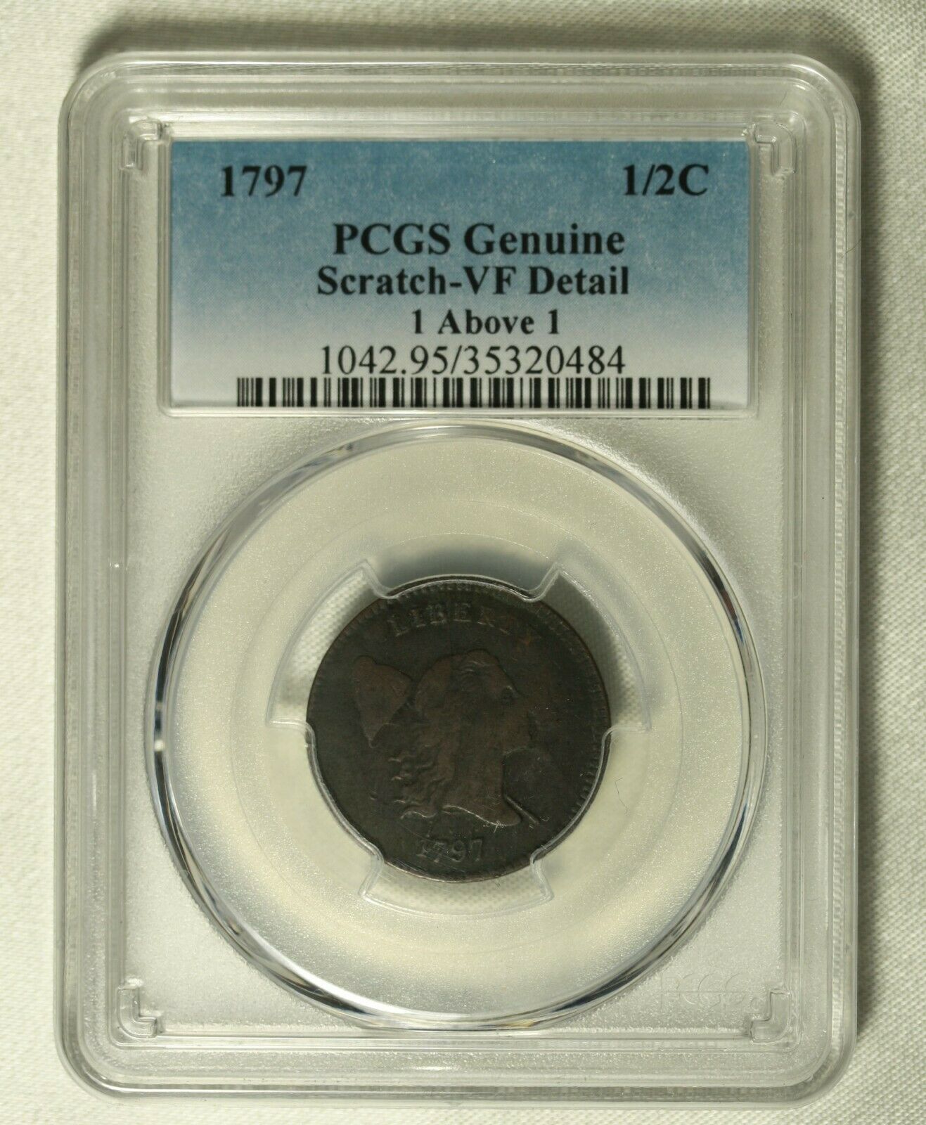 1797 Flowing Hair Half Cent .005 PCGS Very Fine Details. 1 Over 1 - Fresh Stock Dated October 2025