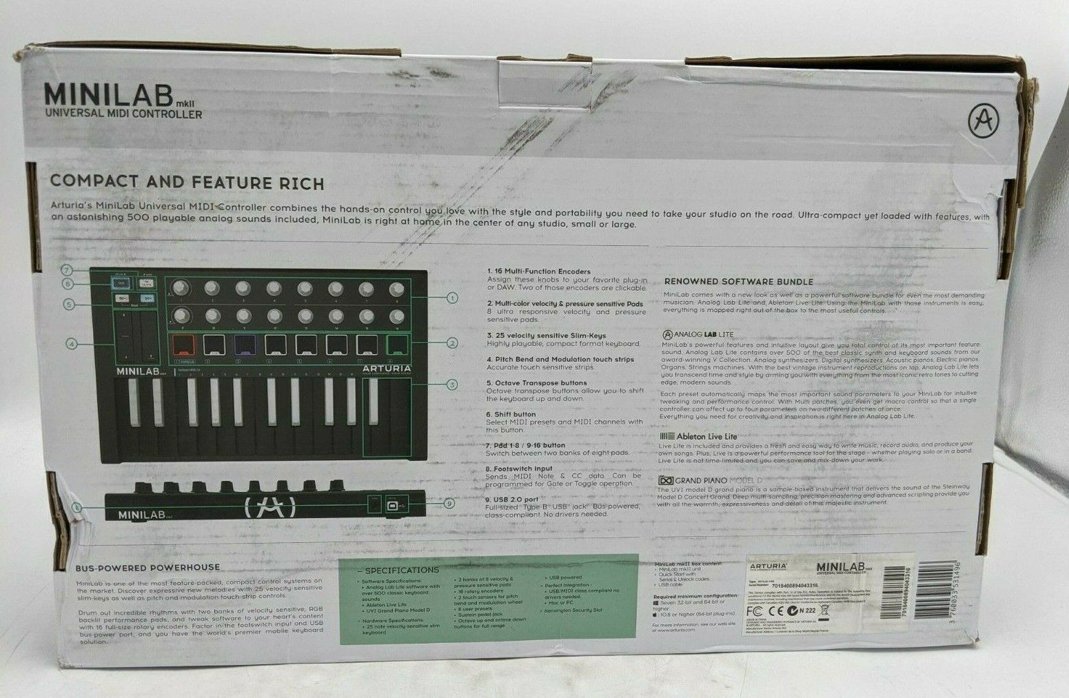 Arturia Minilab MkII Universal Midi Controller 7018400894043316 Black -JCA0299 - Fresh Stock Dated October 2025