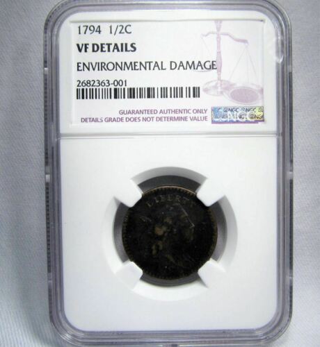 1794 1/2C HALF CENT VF DETAILS ENVIRONMENTAL DAMAGE NGC C544 - Fresh Stock Dated October 2025