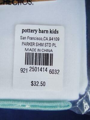 Pottery Barn Teen 2 Parker Embroidered Standard Shams Pool White Cotton NWT Pair - Fresh Stock Dated October 2025