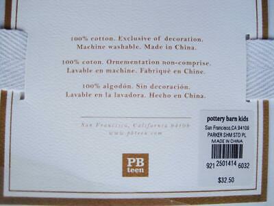 Pottery Barn Teen 2 Parker Embroidered Standard Shams Pool White Cotton NWT Pair - Fresh Stock Dated October 2025