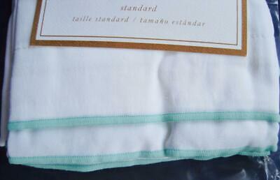 Pottery Barn Teen 2 Parker Embroidered Standard Shams Pool White Cotton NWT Pair - Fresh Stock Dated October 2025