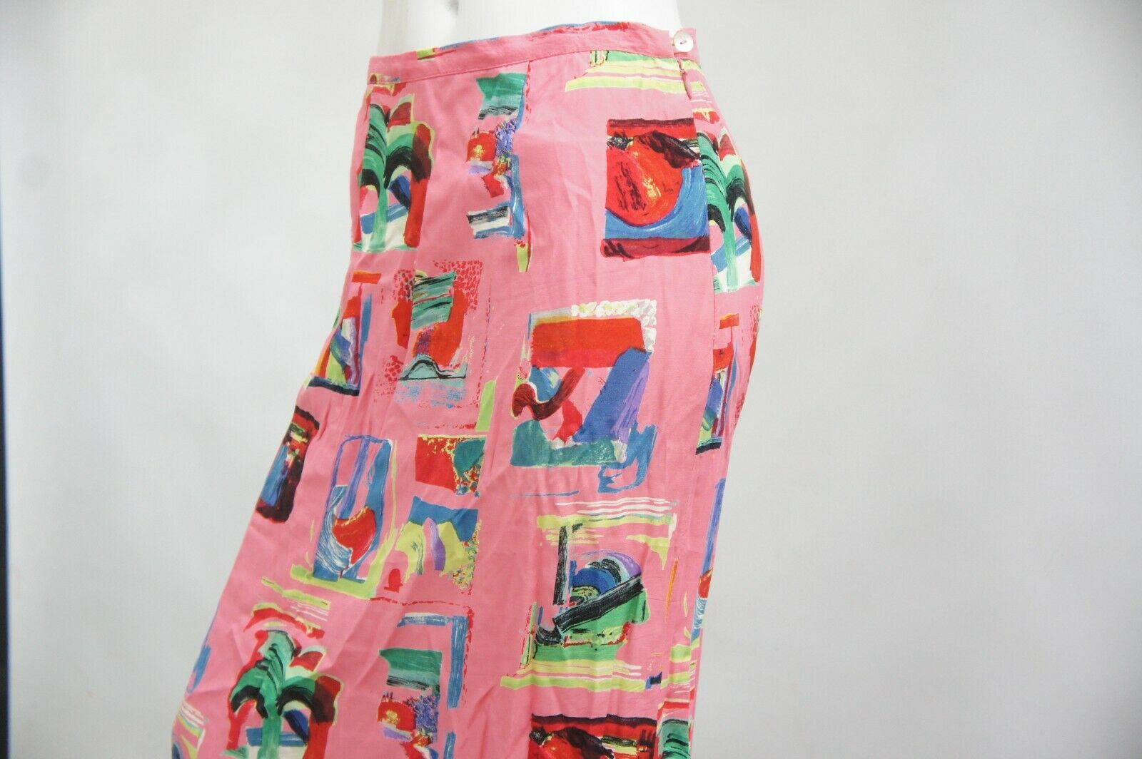 Vintage 90s Abstract Print Pink Maxi Skirt By Elyse Hart - Fresh Stock Dated October 2025