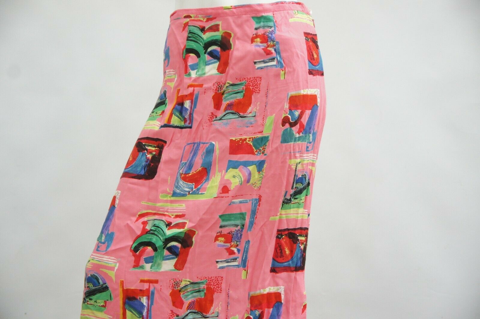 Vintage 90s Abstract Print Pink Maxi Skirt By Elyse Hart - Fresh Stock Dated October 2025