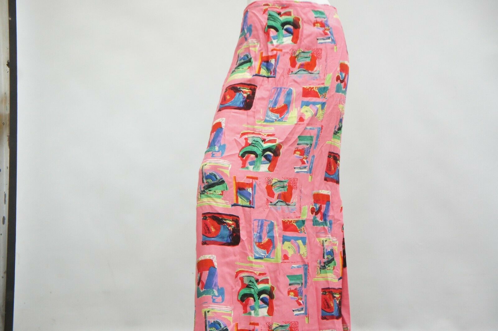 Vintage 90s Abstract Print Pink Maxi Skirt By Elyse Hart - Fresh Stock Dated October 2025