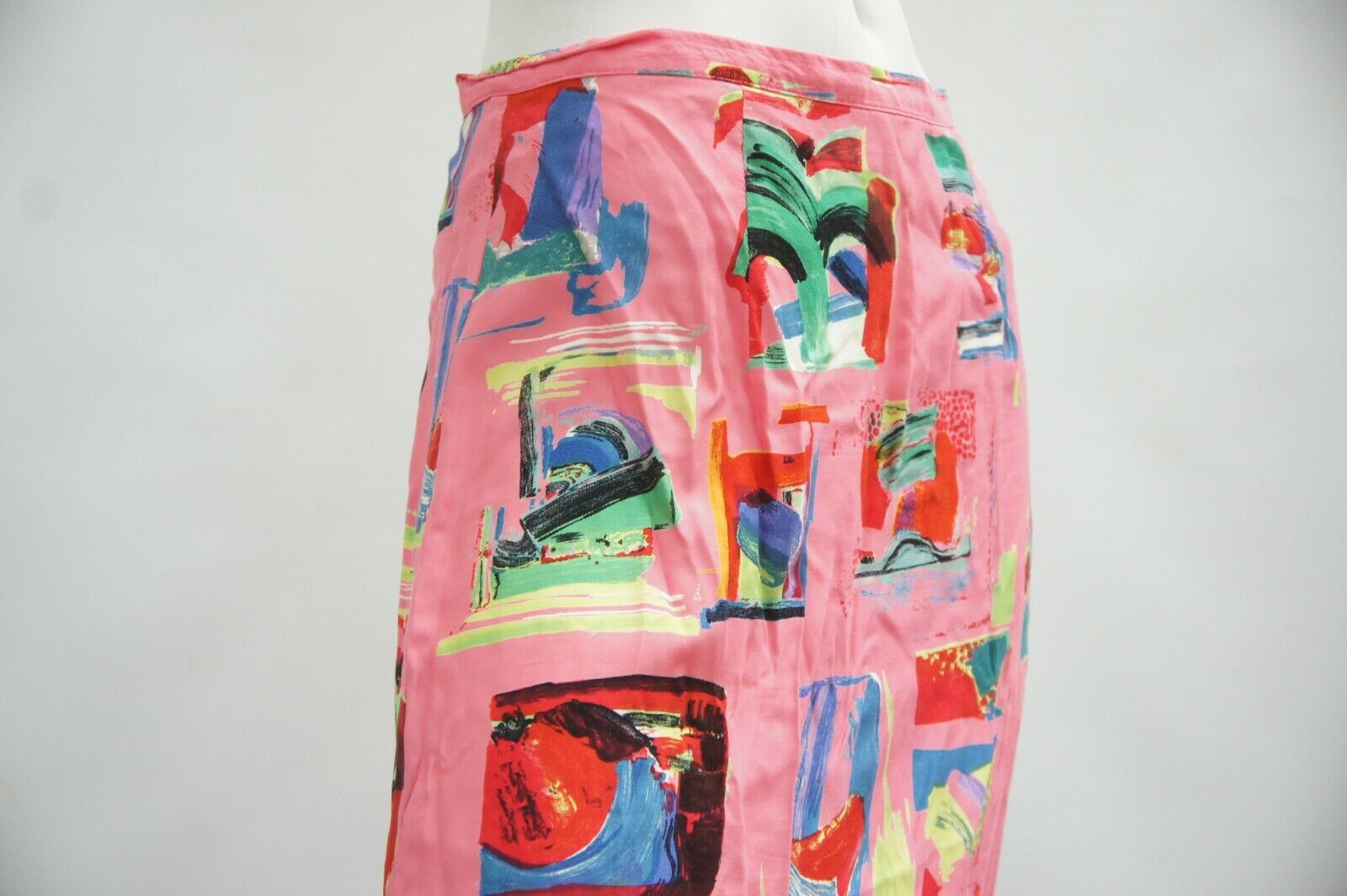 Vintage 90s Abstract Print Pink Maxi Skirt By Elyse Hart - Fresh Stock Dated October 2025