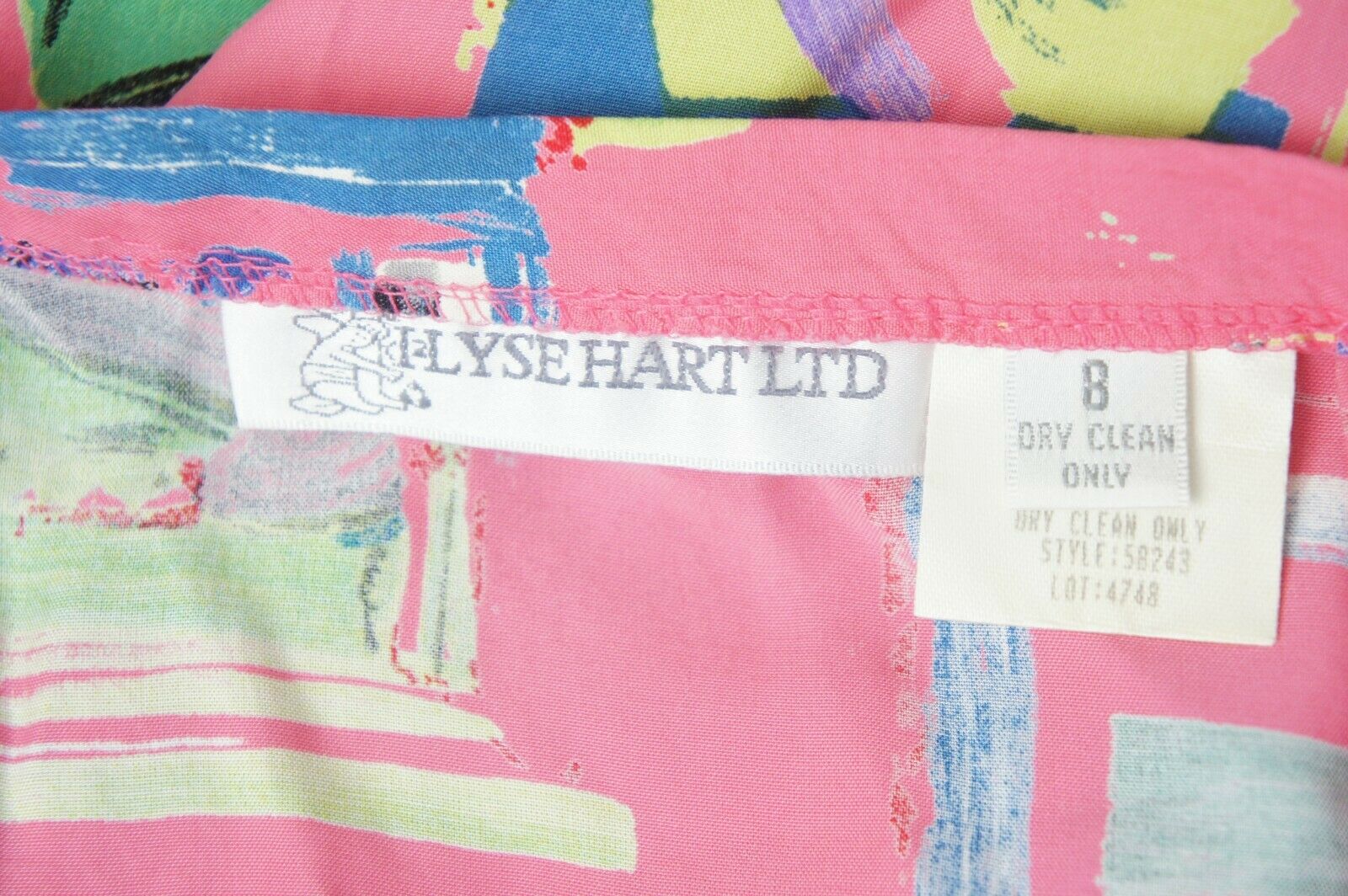 Vintage 90s Abstract Print Pink Maxi Skirt By Elyse Hart - Fresh Stock Dated October 2025