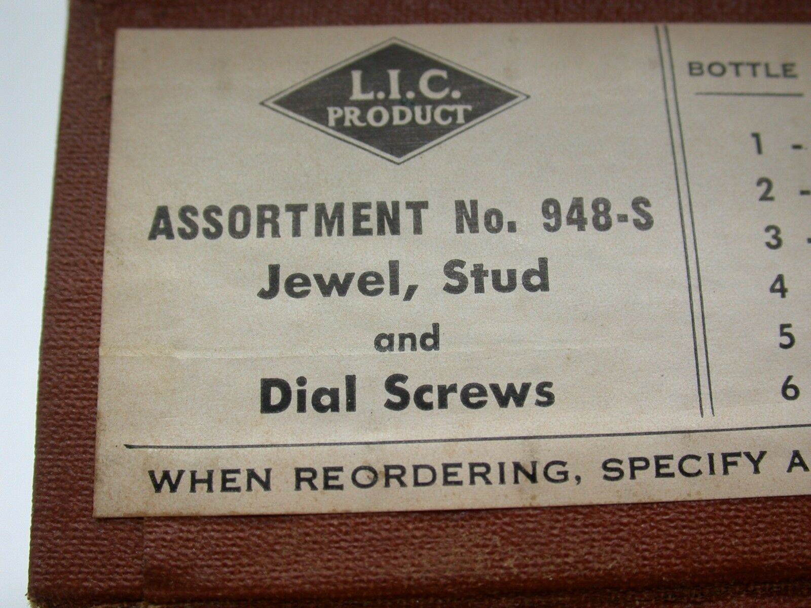 Vintage Jewel, Dial & Stud Screws Watch Repair Parts Asst. No. 948-S .030 - .050 - Fresh Stock Dated October 2025