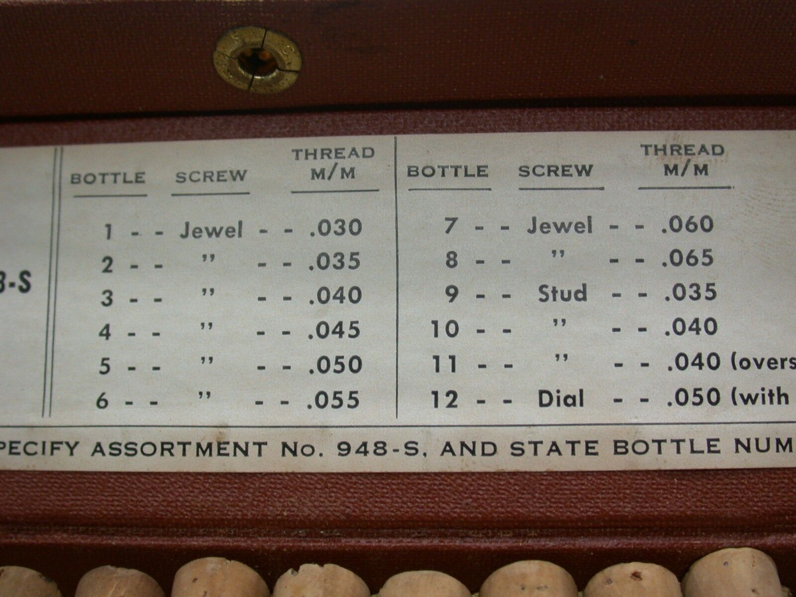 Vintage Jewel, Dial & Stud Screws Watch Repair Parts Asst. No. 948-S .030 - .050 - Fresh Stock Dated October 2025