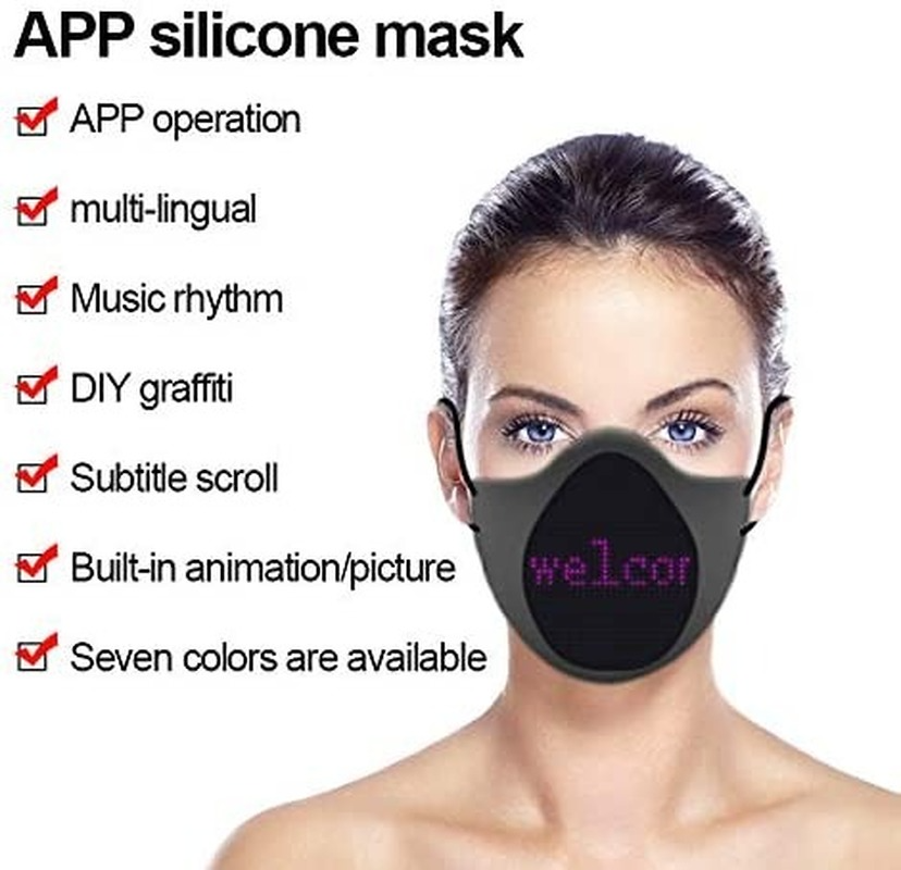 LED Display Mask Comfortable Silicone Bluetooth APP Control DIY Text Drawing - Fresh Stock Dated October 2025