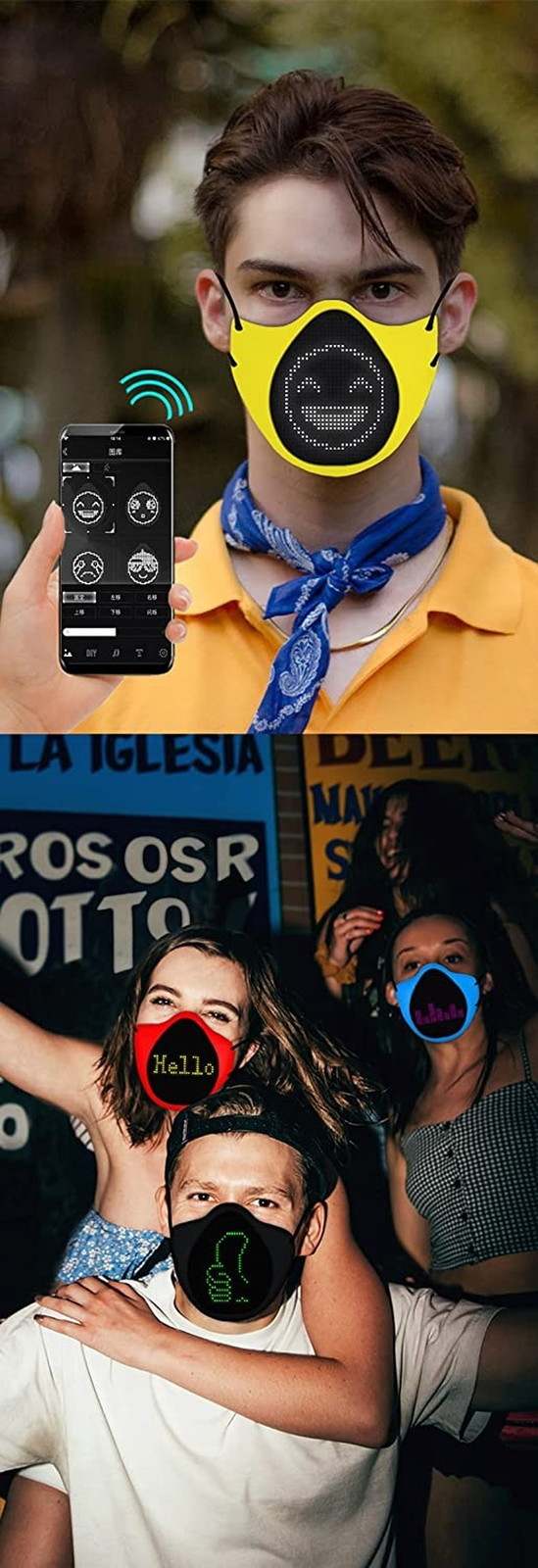 LED Display Mask Comfortable Silicone Bluetooth APP Control DIY Text Drawing - Fresh Stock Dated October 2025