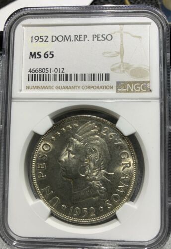 1952 DOMINICAN  SILVER COIN  NGC MS65 - Fresh Stock Dated October 2025
