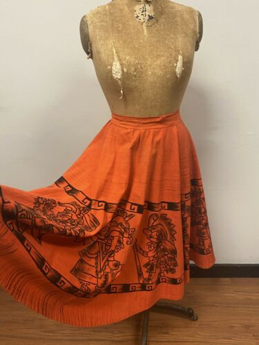 Vintage 1950’s Mexican MOCAMBO orange cotton circle Skirt - Fresh Stock Dated October 2025