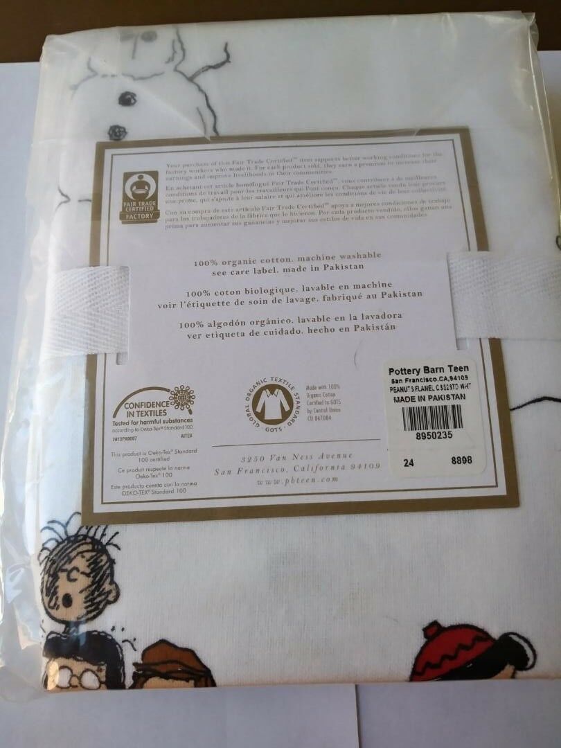 Pottery Barn SET 2 ORGANIC Snoopy Peanuts pillowcase dog Holiday Christmas GIFT - Fresh Stock Dated October 2025