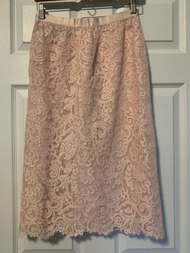 Vintage Oscar de la Renta Lined Lace Midi Pencil Skirt Blush Pink Cottagecore - Fresh Stock Dated October 2025
