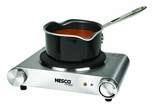 Nesco SB-01 Stainless Steel Electric Burner, 1500-watt, standard, Silver - Fresh Stock Dated October 2025