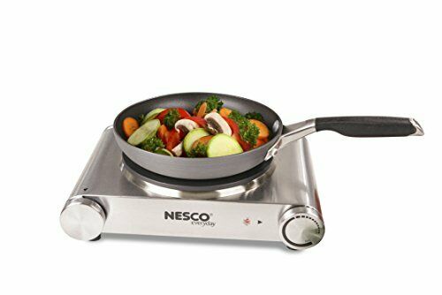 Nesco SB-01 Stainless Steel Electric Burner, 1500-watt, standard, Silver - Fresh Stock Dated October 2025