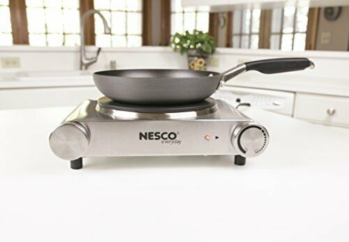 Nesco SB-01 Stainless Steel Electric Burner, 1500-watt, standard, Silver - Fresh Stock Dated October 2025