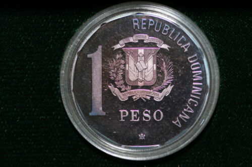 1989 Dominican Republic 500th Anniversary 1 Peso 999 Silver Coin Proof (NUM5958) - Fresh Stock Dated October 2025