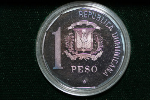 1989 Dominican Republic 500th Anniversary 1 Peso 999 Silver Coin Proof (NUM5958) - Fresh Stock Dated October 2025
