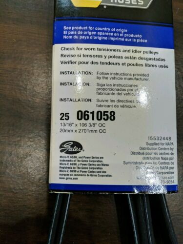 NAPA-Gates Serpentine Belt 25-061058 061058 - Fresh Stock Dated October 2025