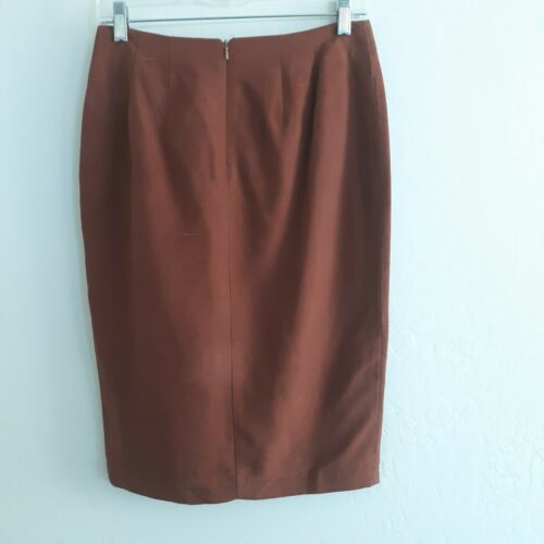 Vintage Neiman Marcus size 8 100% Pure Silk skirt Shantung Rust Faux Wrap - Fresh Stock Dated October 2025