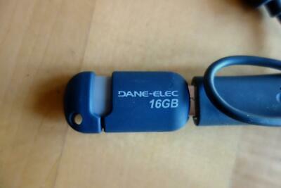 Dane-Elec USB Portable Memory 16 GB THUMB FLASH DRIVE w/ext cable - Fresh Stock Dated October 2025