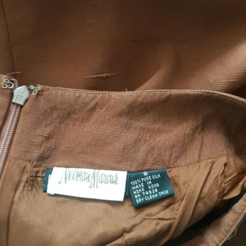 Vintage Neiman Marcus size 8 100% Pure Silk skirt Shantung Rust Faux Wrap - Fresh Stock Dated October 2025