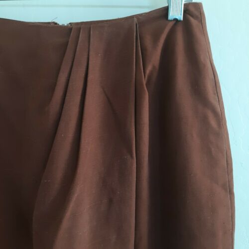 Vintage Neiman Marcus size 8 100% Pure Silk skirt Shantung Rust Faux Wrap - Fresh Stock Dated October 2025