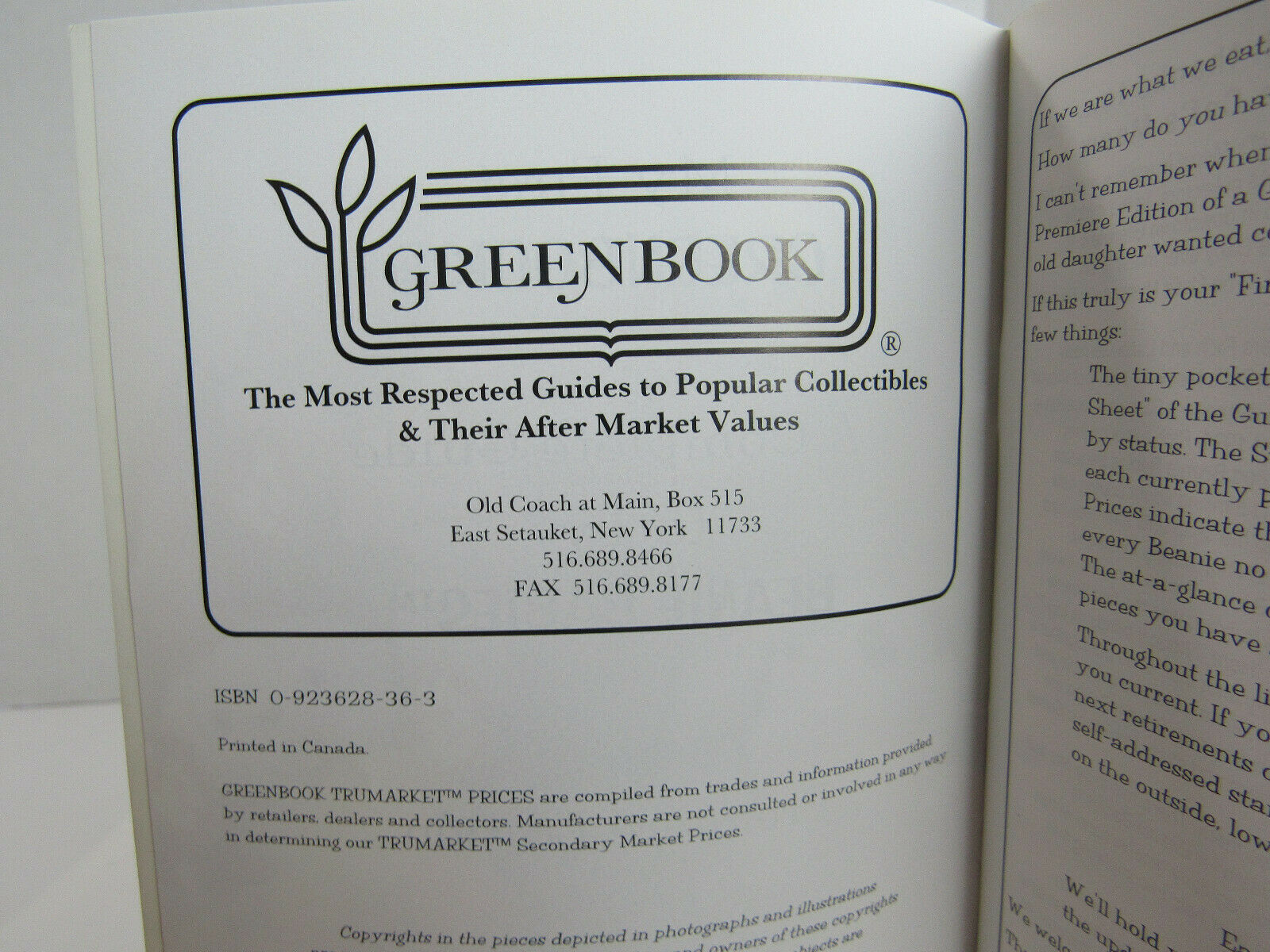 My First Greenbook ~ The Complete Guide To TY Beanie Babies - Fresh Stock Dated October 2025
