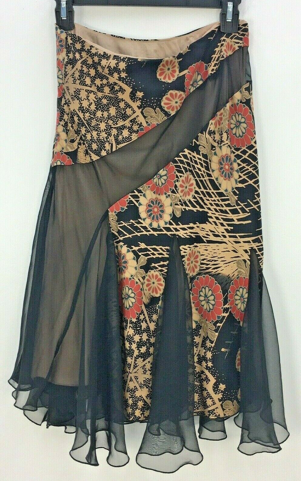 VTG 90s Laundry by Shelli Segal Silk Black Floral Skirt Womens Sz 4 Made in USA - Fresh Stock Dated October 2025