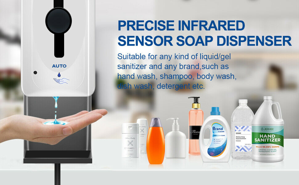 Hand Sanitizer Dispenser w/Adjustable Floor Stand for Business HandsFree 1200ml - Fresh Stock Dated October 2025