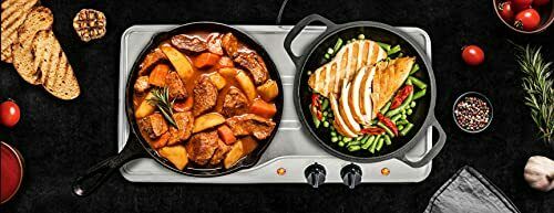 Electric Stove Cooktop Burner Infrared Ceramic Double Glass Hot Plate 1500 Watts - Fresh Stock Dated October 2025